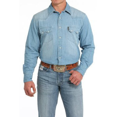 Cinch Long Sleeve Denim Modern Fit Men's Shirt - Indigo