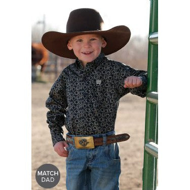 Cinch Infant Rope Print Long Sleeve Button Down Western Shirt - Navy