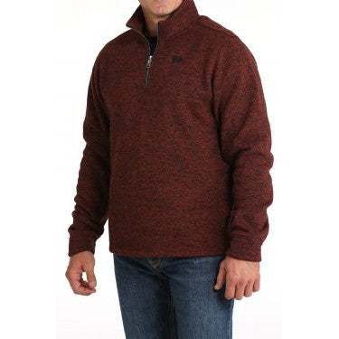 Cinch Men's 1/4 Zip Pullover Sweater - Burgundy