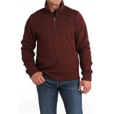 Cinch Men's 1/4 Zip Pullover Sweater - Burgundy