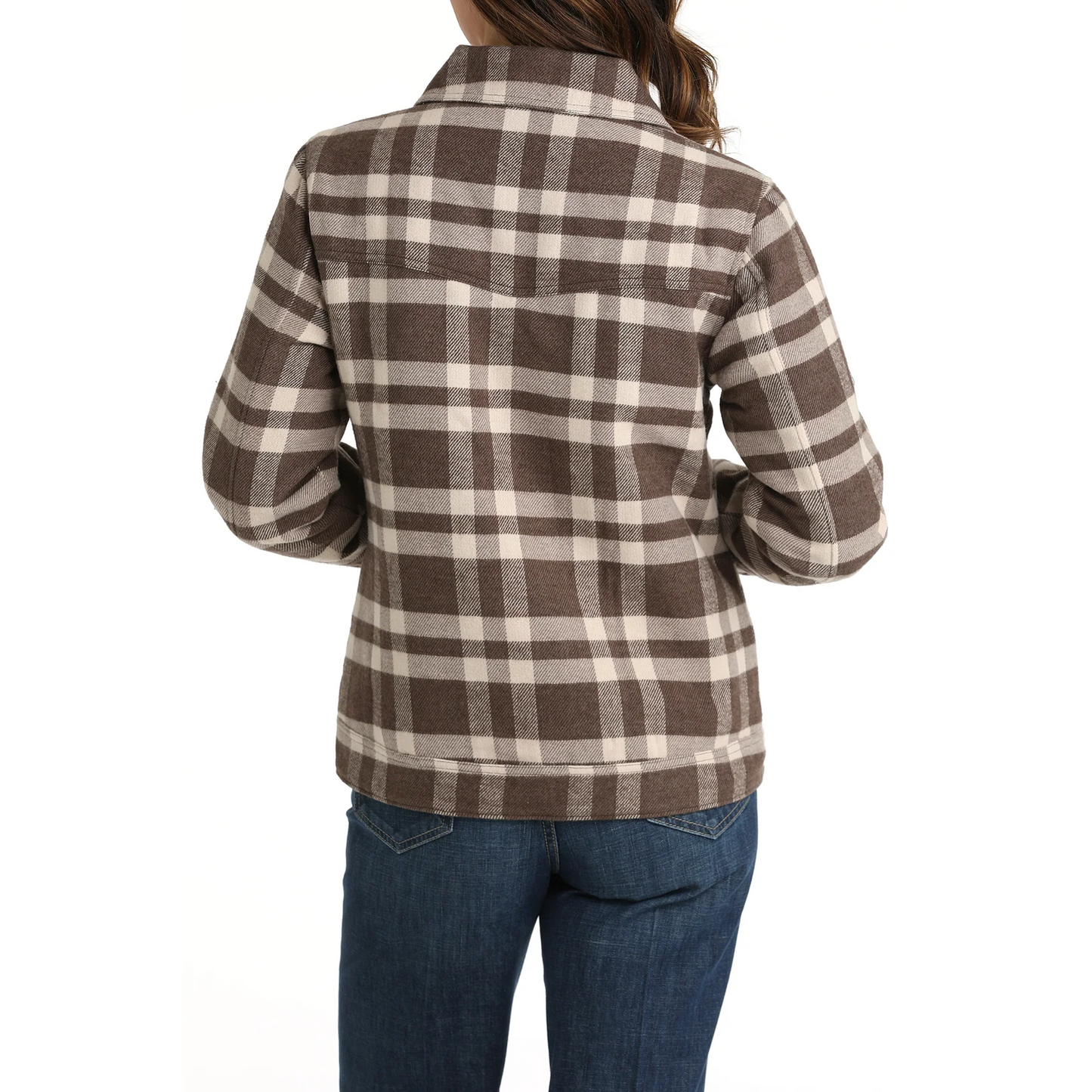 Cinch Women's Plaid Trucker Jacket - Grey/Brown