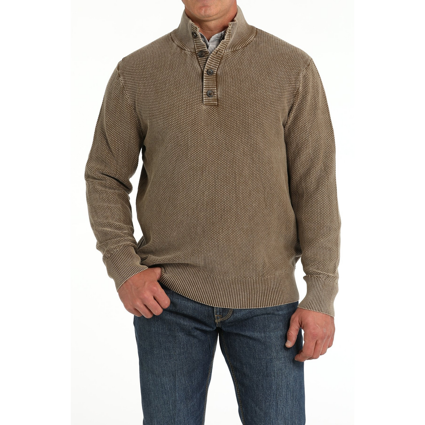 Cinch Men's Jacquard  Pullover Sweater - Brown