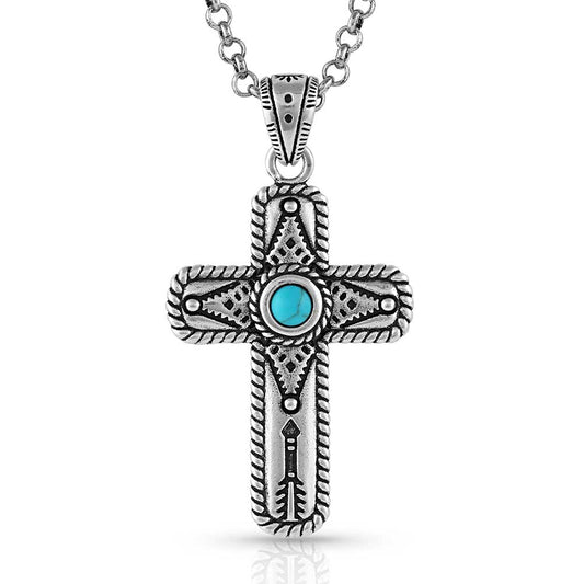 Montana Silversmith Faith On Point Turquoise Cross Necklace