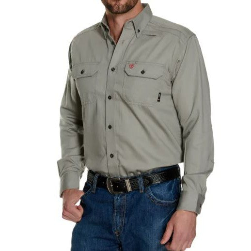 Ariat Men's FR Long Sleeve Work Shirt - Silver Fox