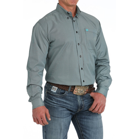 Cinch Men's Long Sleeve Tencel Striped Button Down Western Shirt - Black