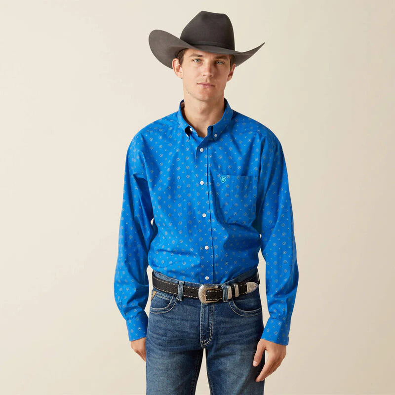 Ariat Men's Wrinkle Free Carter Classic Fit Long Sleeve Shirt - Blue