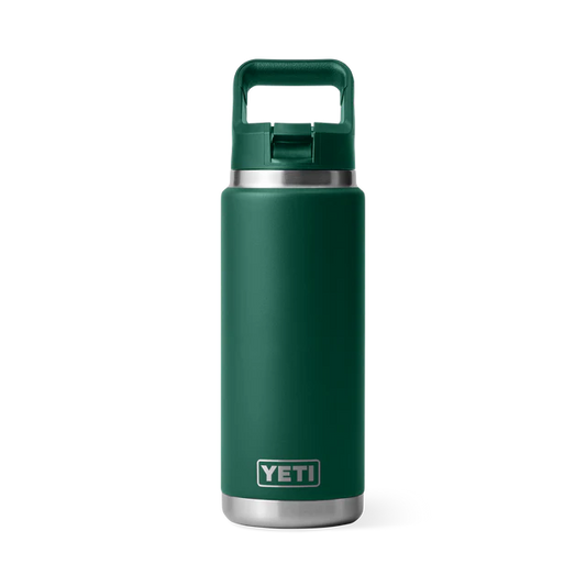 Yeti Rambler 769 ml Water Bottle w/Straw Cap - Black Forest Green