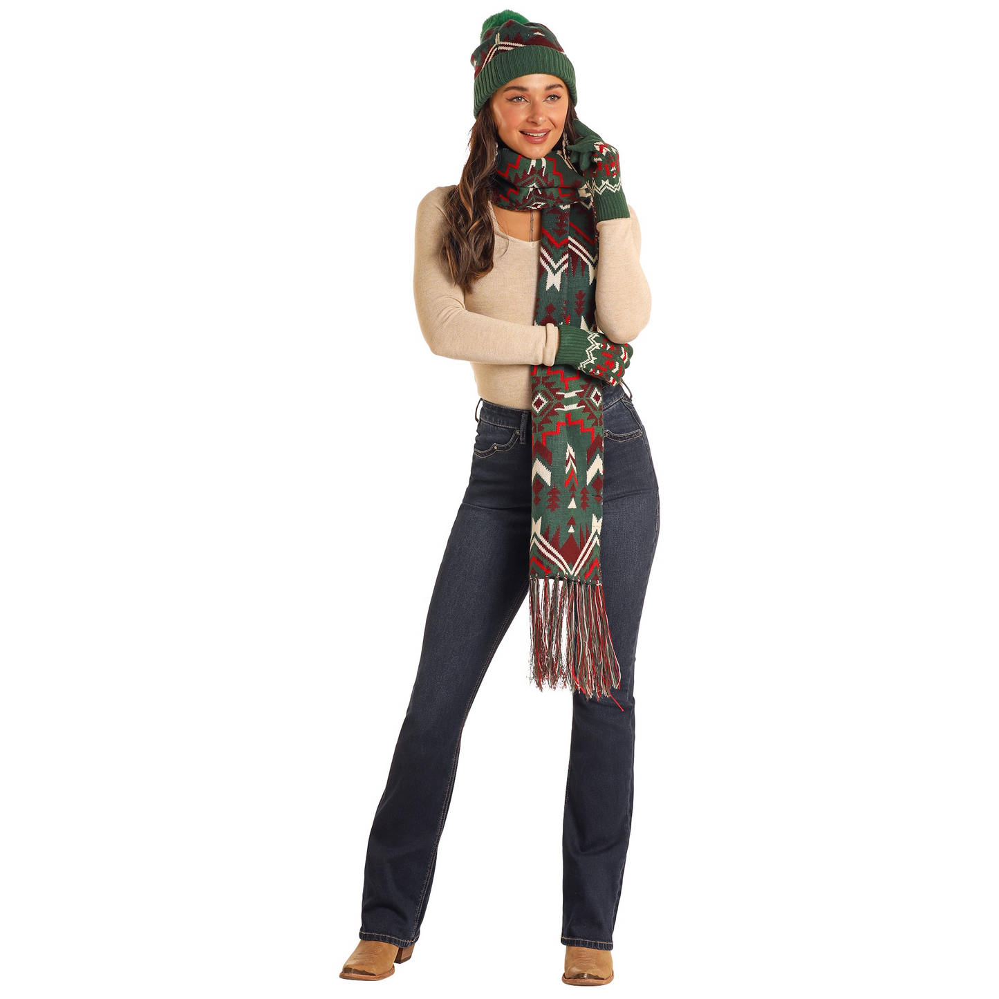 Panhandle Southwest Print 3 piece Scarf Set- Pink