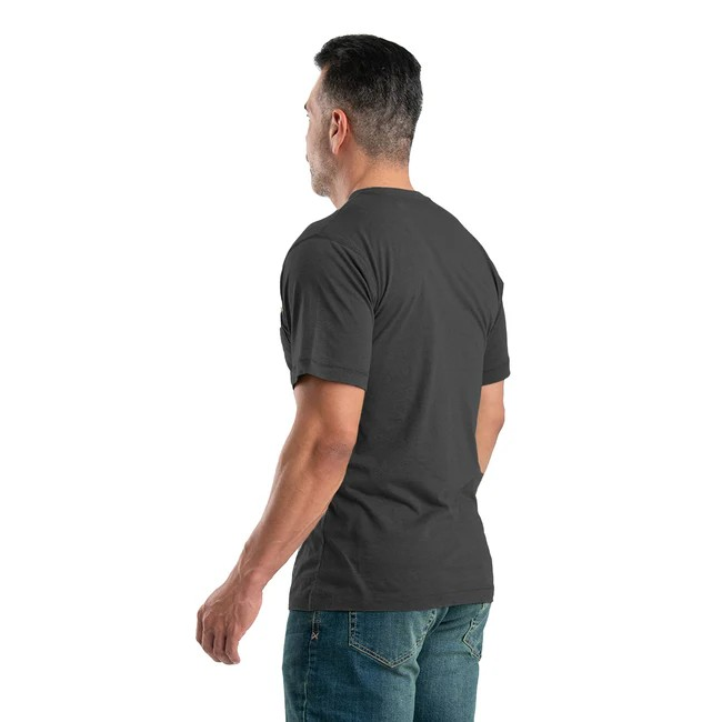 Berne Men's Performance Short Sleeve Pocket Tee - Black Heathered