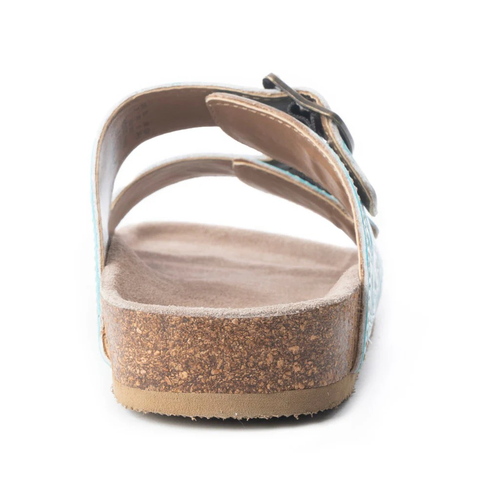 Myra Women's Trail Birks Sandals-Turquoise/White
