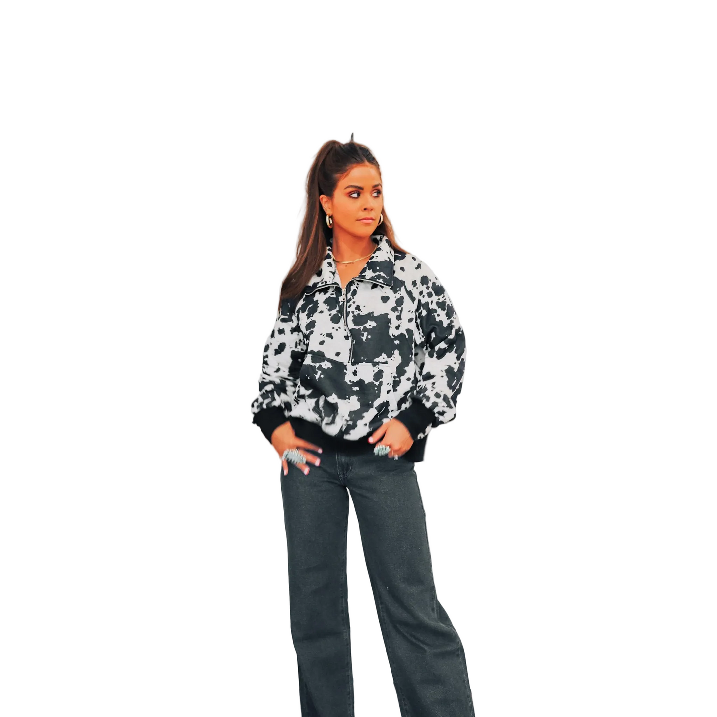 Front Porch Women's Black Cowhide Pullover - Brown