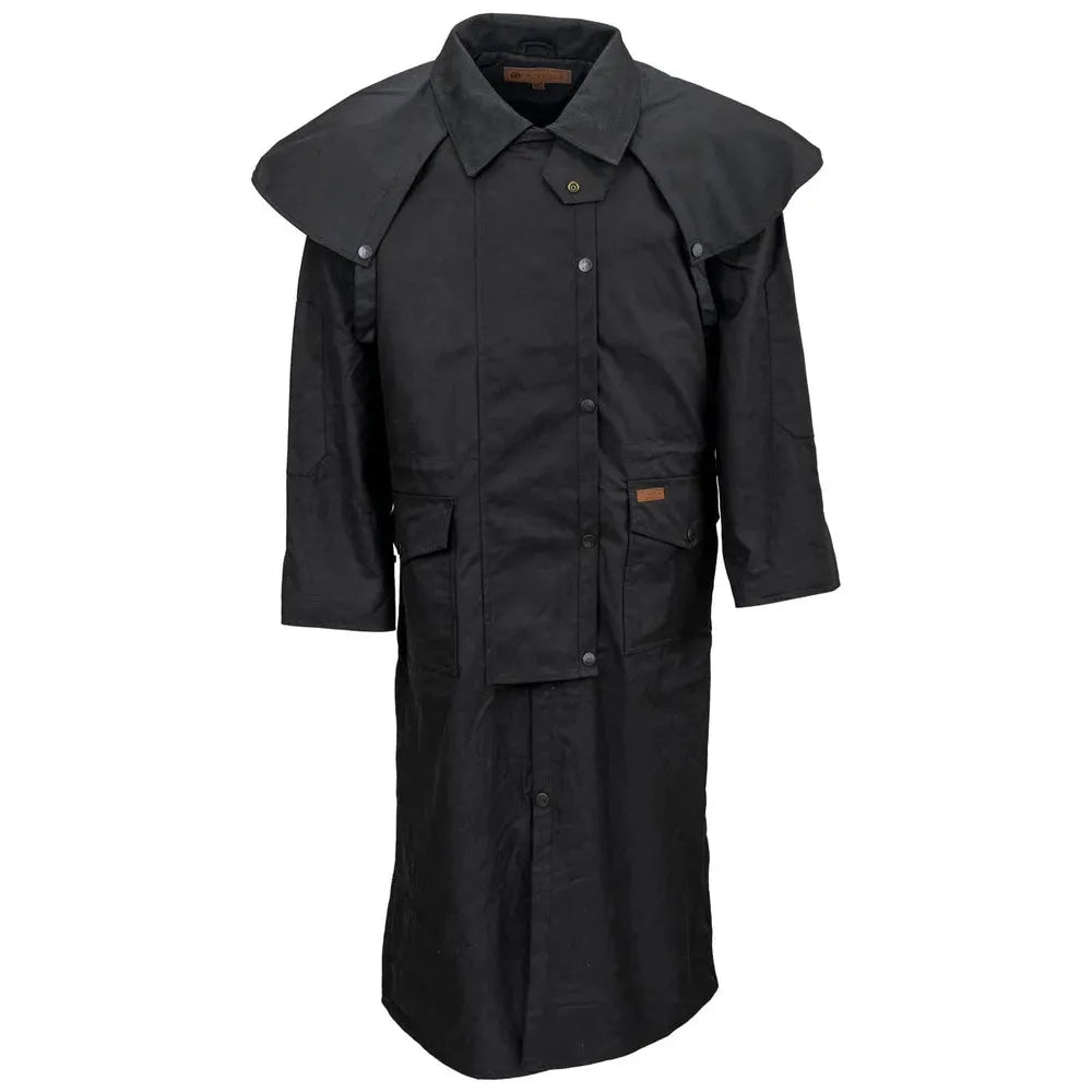 Outback Trading Stockman Extra Long Duster Coat- Black - Irvine Tack & Western Wear