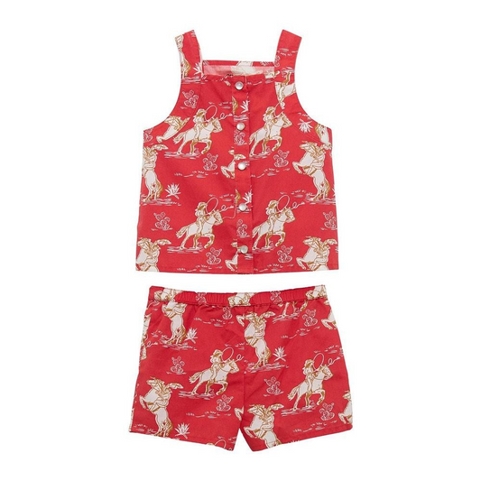 Wrangler Baby Girl's Tank and Short Set- Red/White
