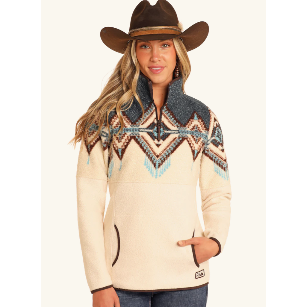 Powder River Women's Border Berber Pullover - Caribbean