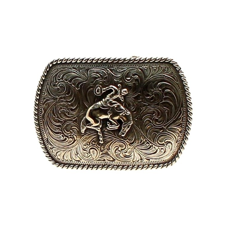 Crumrine Rectangle Bronco Rope Edge Buckle