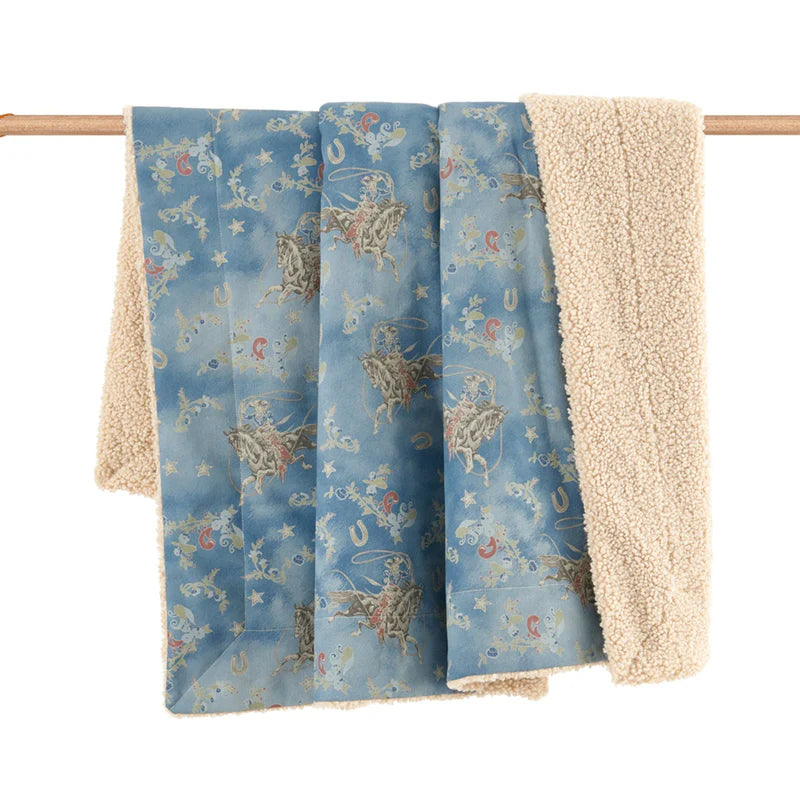 HiEnd Accents Lee Western Washed Denim Teddy Backed Throw