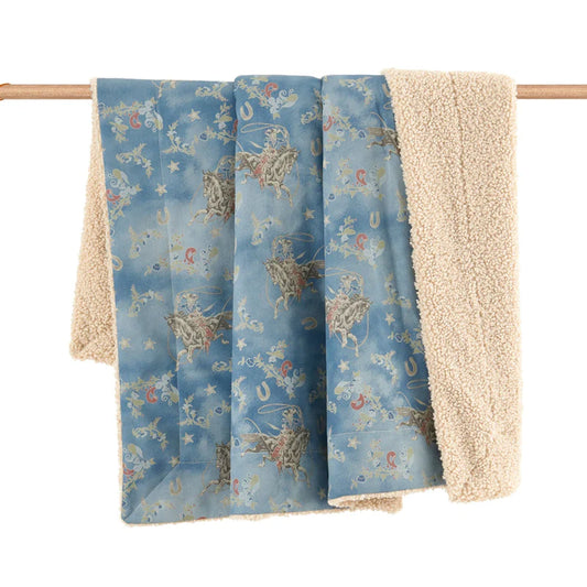 HiEnd Accents Lee Western Washed Denim Teddy Backed Throw