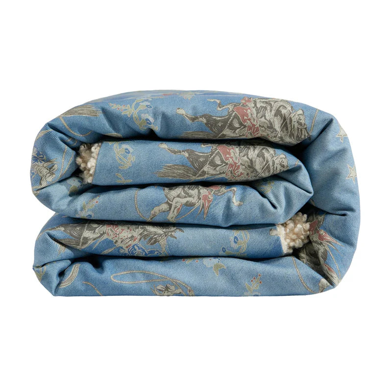 HiEnd Accents Lee Western Washed Denim Teddy Backed Throw