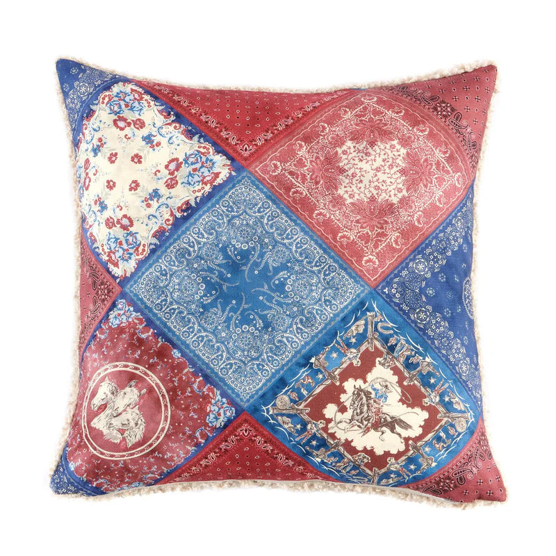 HiEnd Accents Patchwork Bandana Teddy Backed Pillow