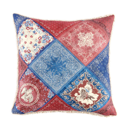 HiEnd Accents Patchwork Bandana Teddy Backed Pillow