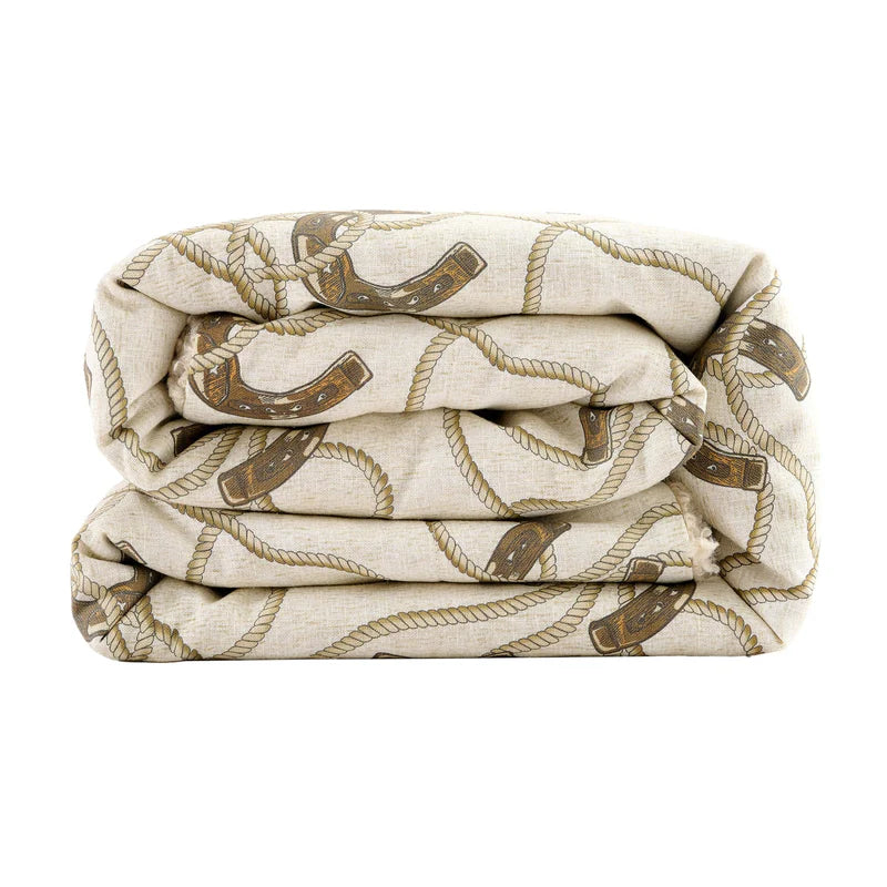 HiEnd Accents Pierre Equestrian Cotton Sateen Teddy Backed Throw