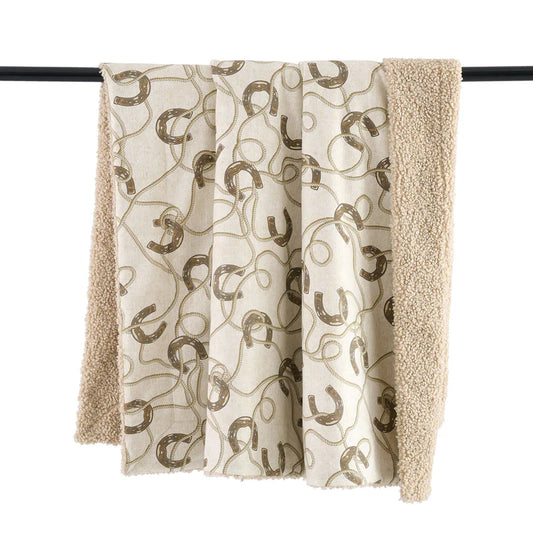 HiEnd Accents Pierre Equestrian Cotton Sateen Teddy Backed Throw