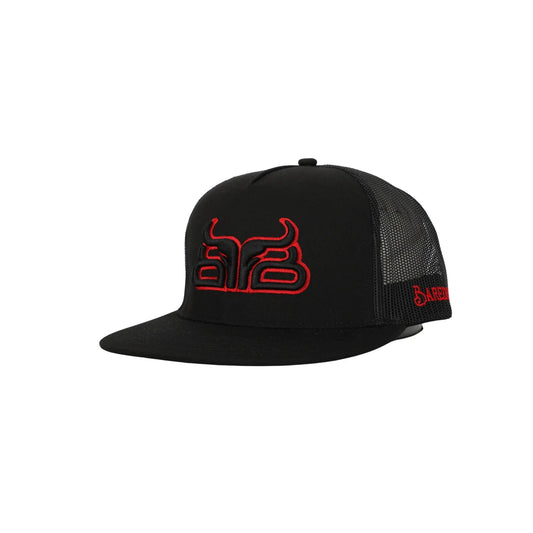 Baredown Brand Ball Red Poll Flat Cap - Red/Black
