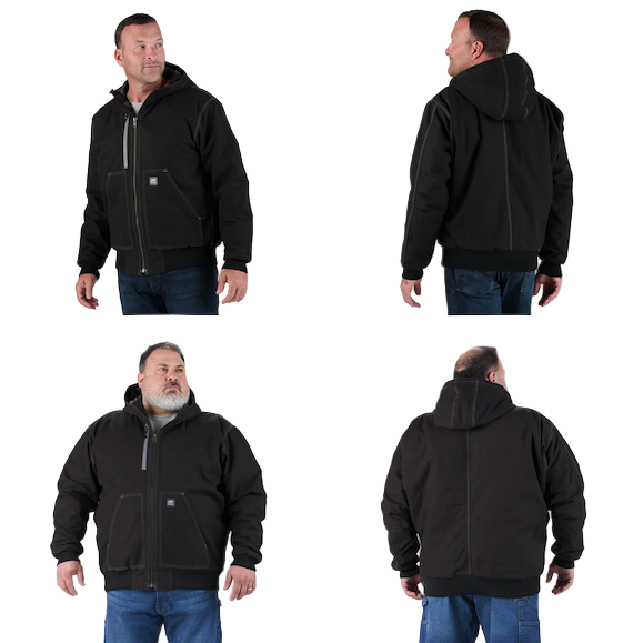 Berne Highland Duck Hooded Active Work Jacket - Black
