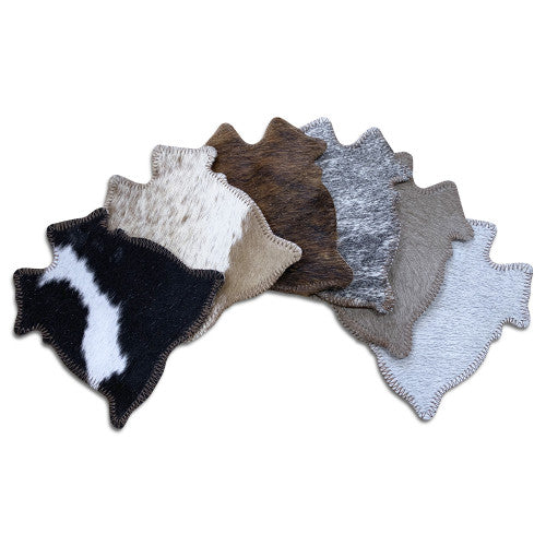 D2W Cowhide Coaster w/Stitched Border-Assorted Colours