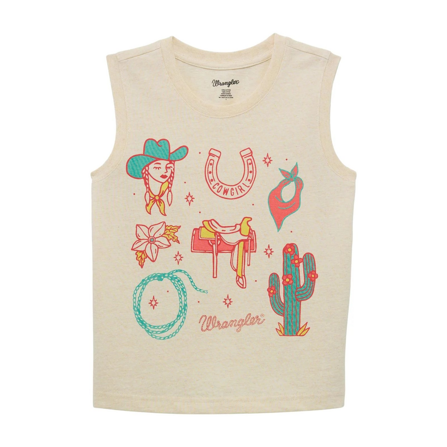 Wrangler Girl's Sleeveless Graphic Tank - Cream