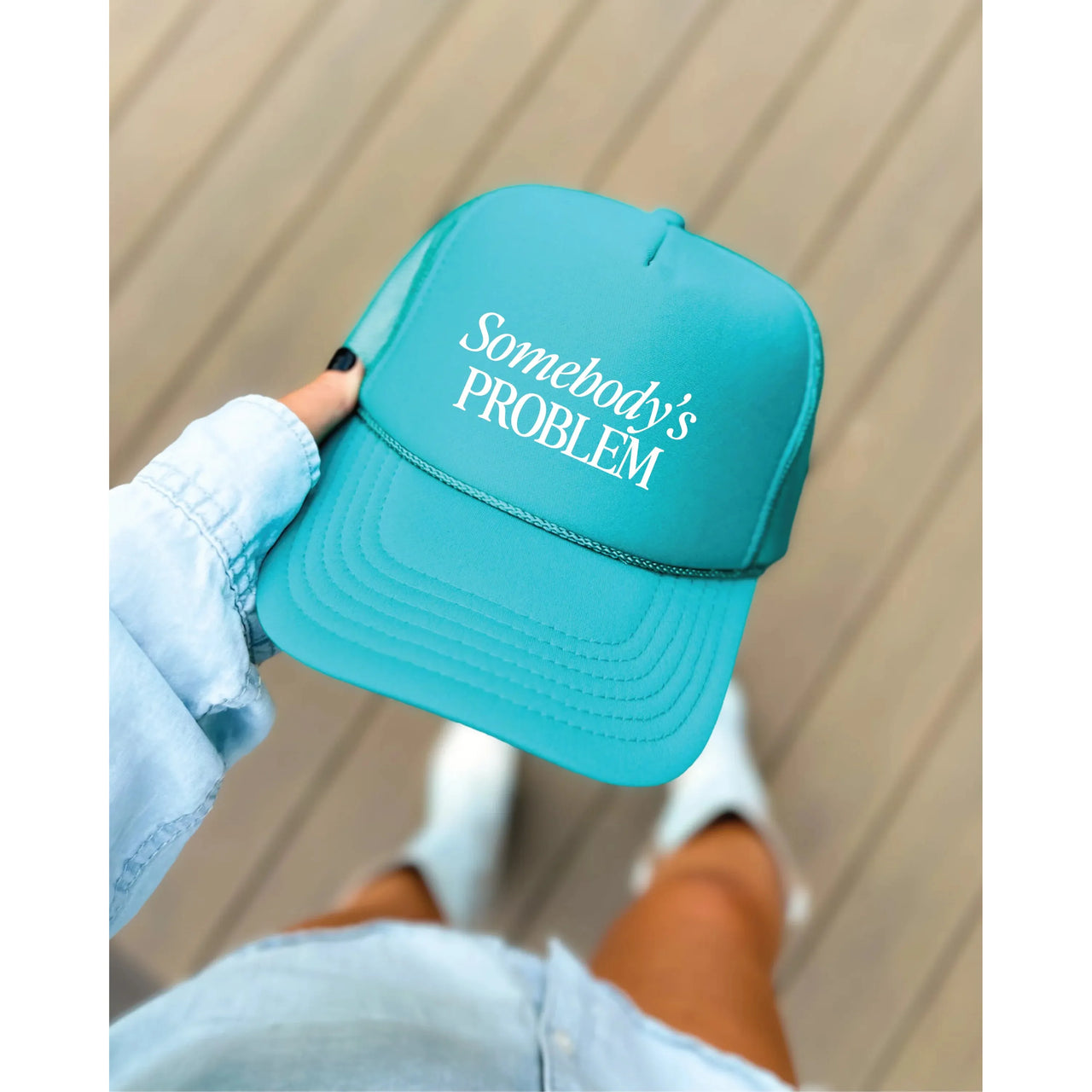 Blonde Ambition Somebody's Problem Trucker Cap- Jade