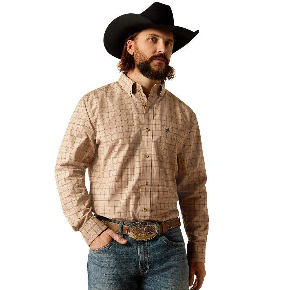 Ariat Men's Pro Series Trey Classic Fit Long Sleeve Shirt - Khaki