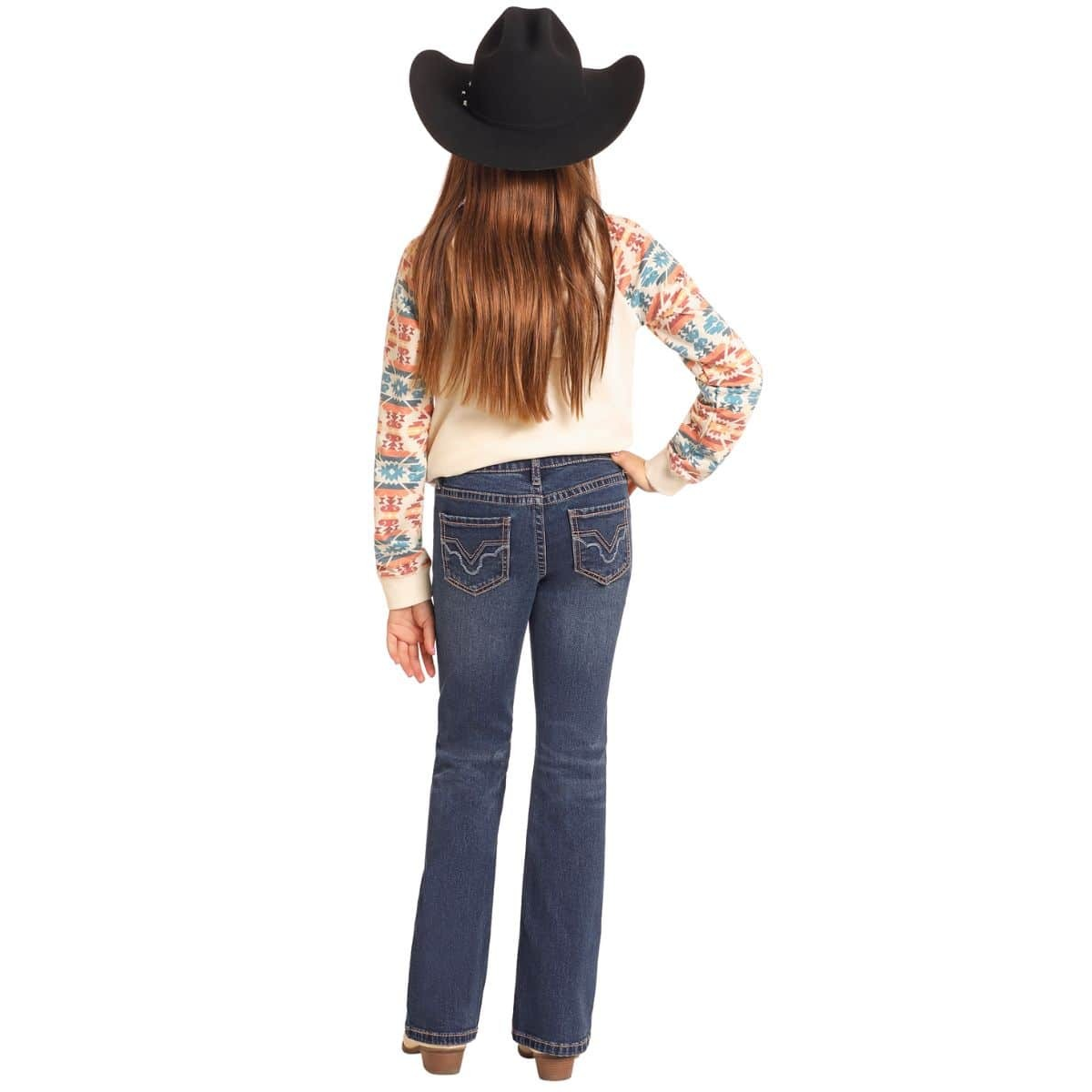 Rock & Roll  Girl's Mid Rise Denim Boot Cut Jean - Dark Wash