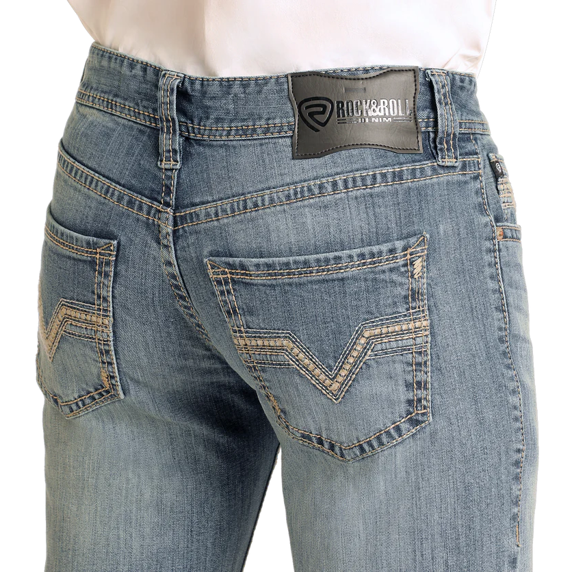 Rock & Roll Men's Pistol Vintage Straight Jeans - Medium Wash