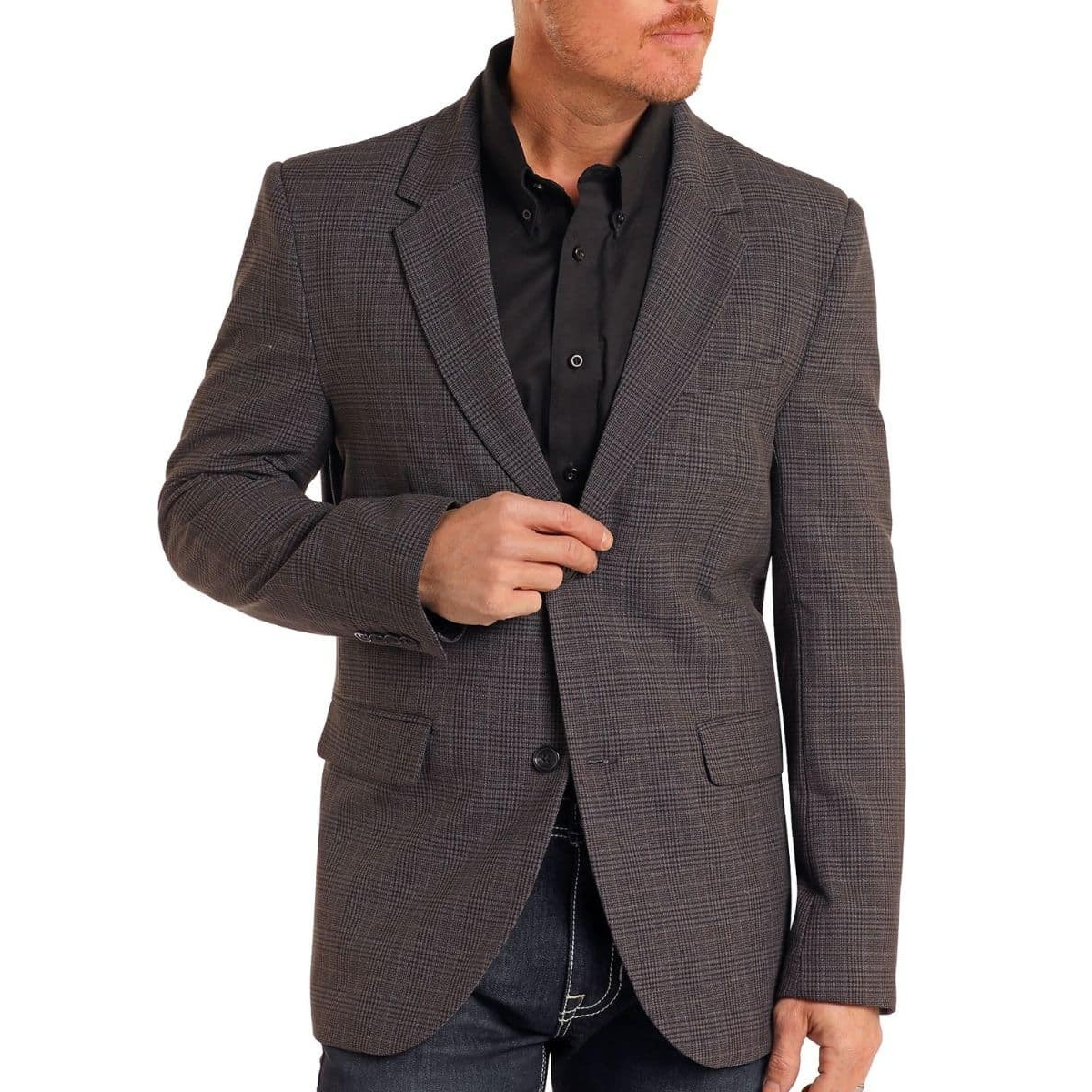 Rock & Roll Men's Plaid Sport Coat - Black