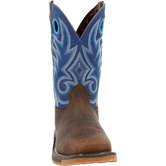 Durango Men's Brown 11" Western Worn Saddle and Denim Blue Boots