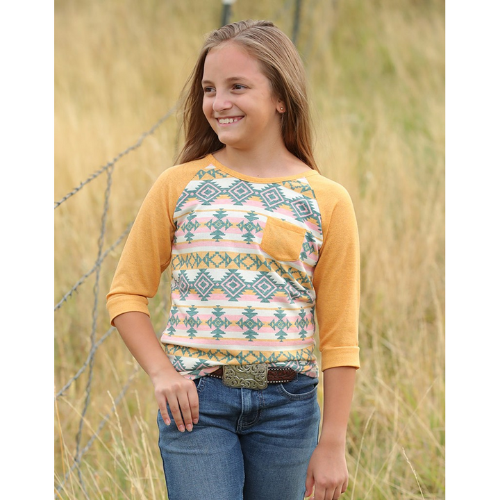 Cruel Girl Girls Raglan Top  Gold