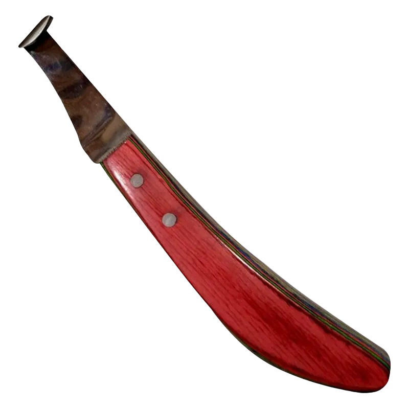 PRECISION Hoof Knife Curved Right - Red/Brass Handle