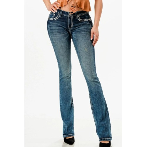 Grace in LA Women's Jeans - Steer Head Silver