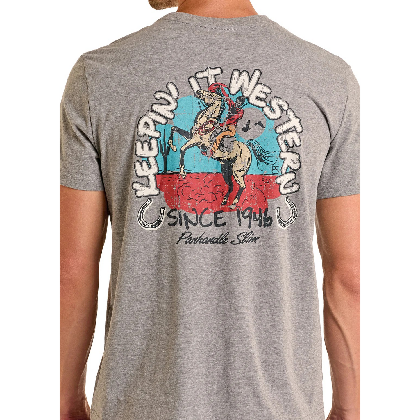 Panhandle Men's Short Graphic Tee Shirt - Grey