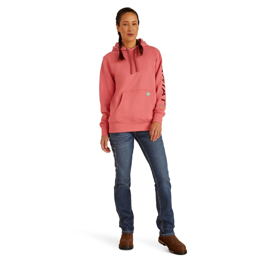 Ariat Women's Rebar Graphic Hoodie - Desert Rose/Tibetan Red
