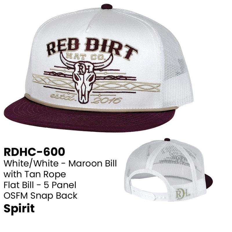 Red Dirt Spirit Flat Brim Cap - White/Maroon