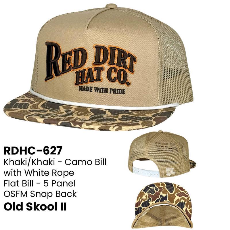 Red Dirt Old Skool II Flat Bill Cap - Khaki/Camo Bill