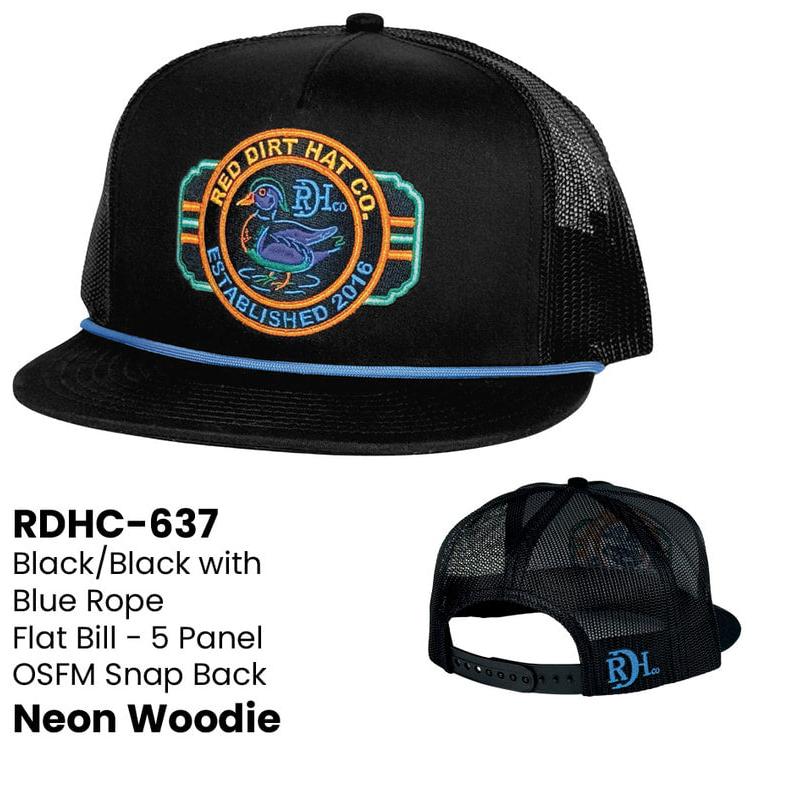 Red Dirt Neon Woody Flat Brim Cap - Black