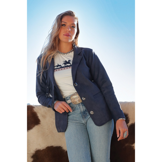 Cinch Women's Suede Blazer- Navy