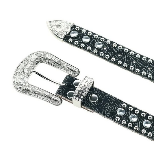 Blazin Roxx Women's Rhinestone Belt - Distressed Black