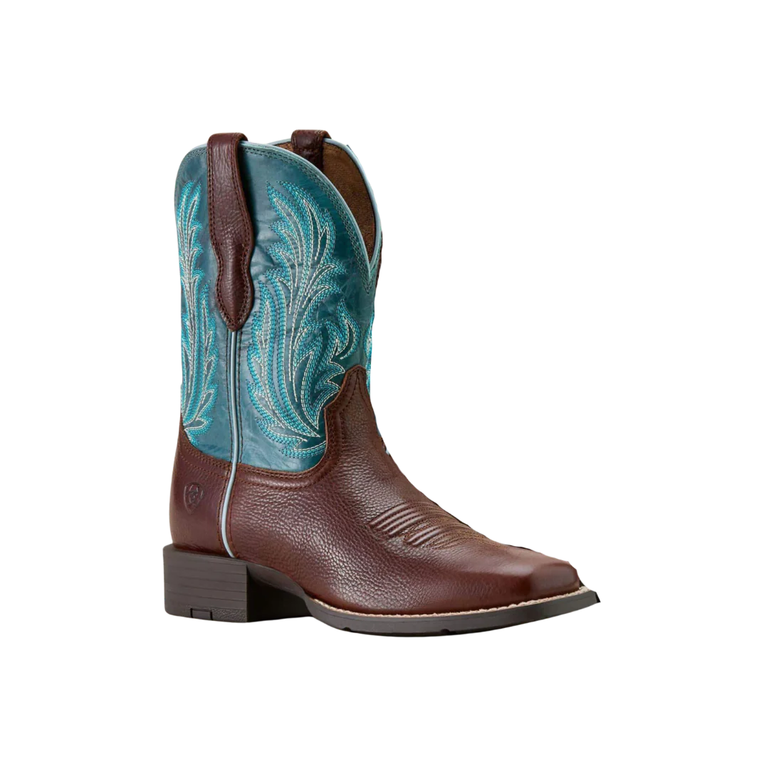 Ariat Women's Round Up Filly Wide Square Toe Western Boot - Oiled Teak