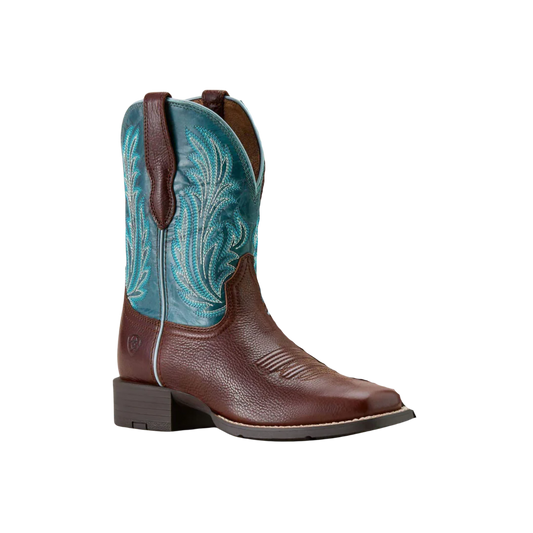 Ariat Women's Round Up Filly Wide Square Toe Western Boot - Oiled Teak