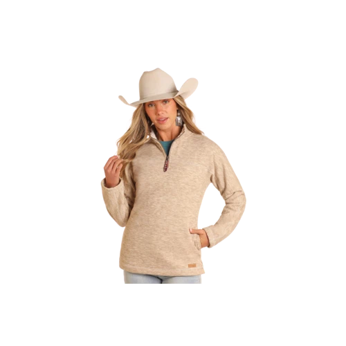 Panhandle Women's Berber Lined 1/4 zip Pullover-Natural