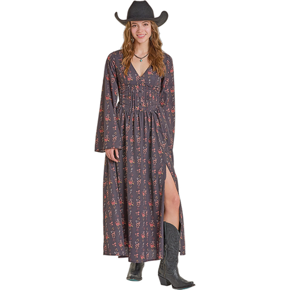 Rock & Roll Women's Floral Printed Dress - Black